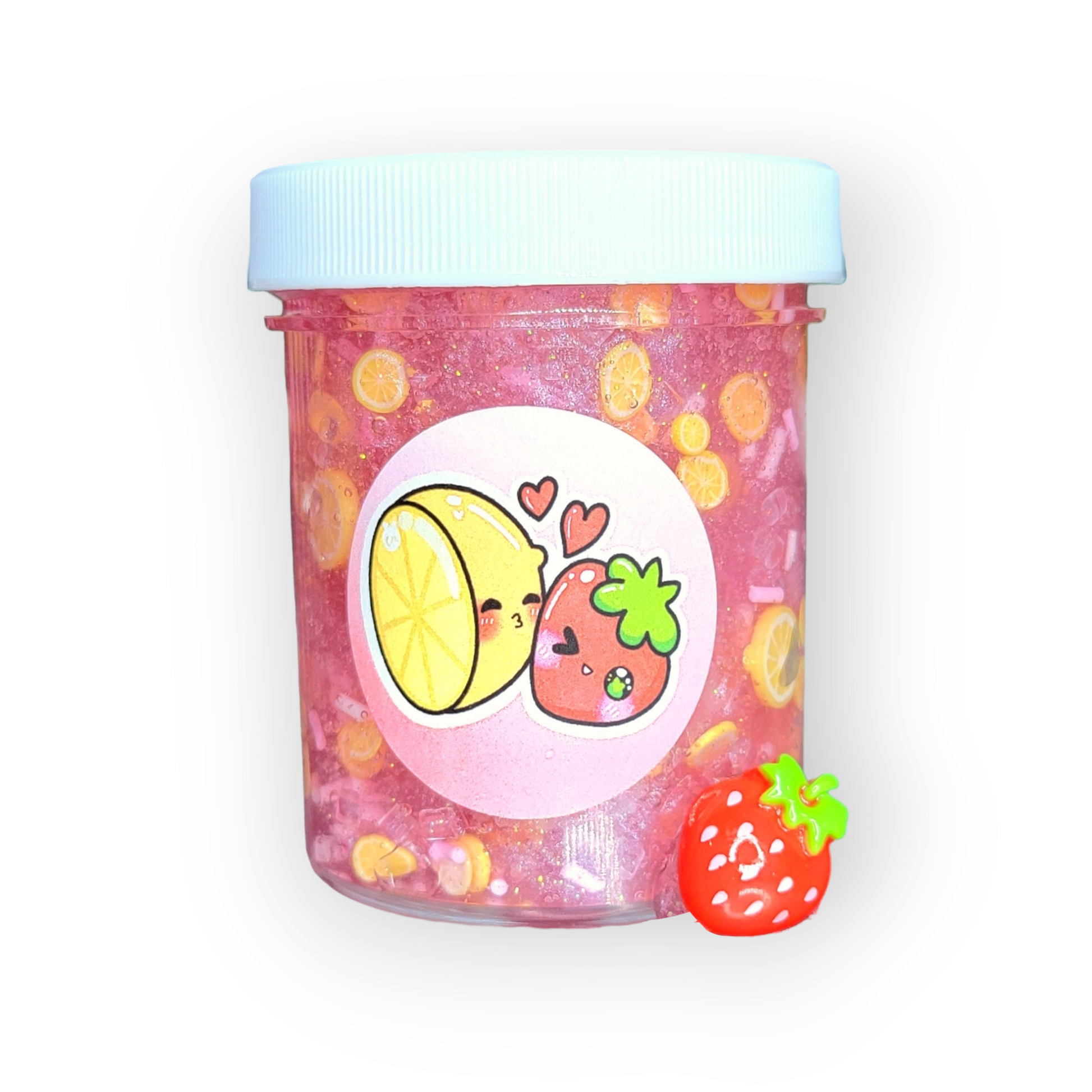 Strawberry Lemonade Handmade Clear Sugar Scrub Slime 4oz Slime by Hoshimi Slimes LLC | Hoshimi Slimes LLC