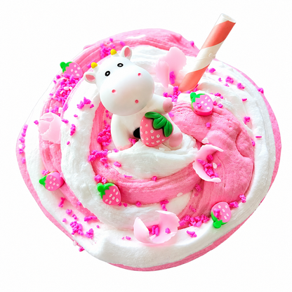 Strawberry Milk Shake Slime – Butter Slime with Clay, Charms & Straw