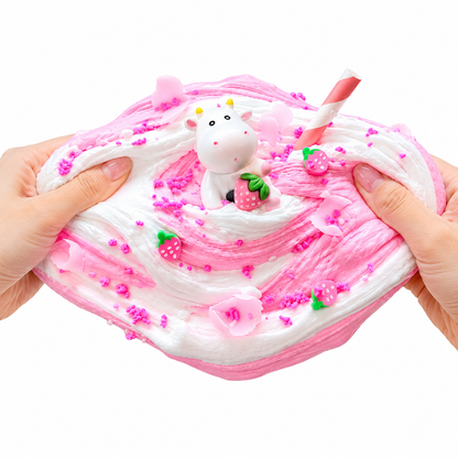 Strawberry Milk Shake Slime – Butter Slime with Clay, Charms & Straw