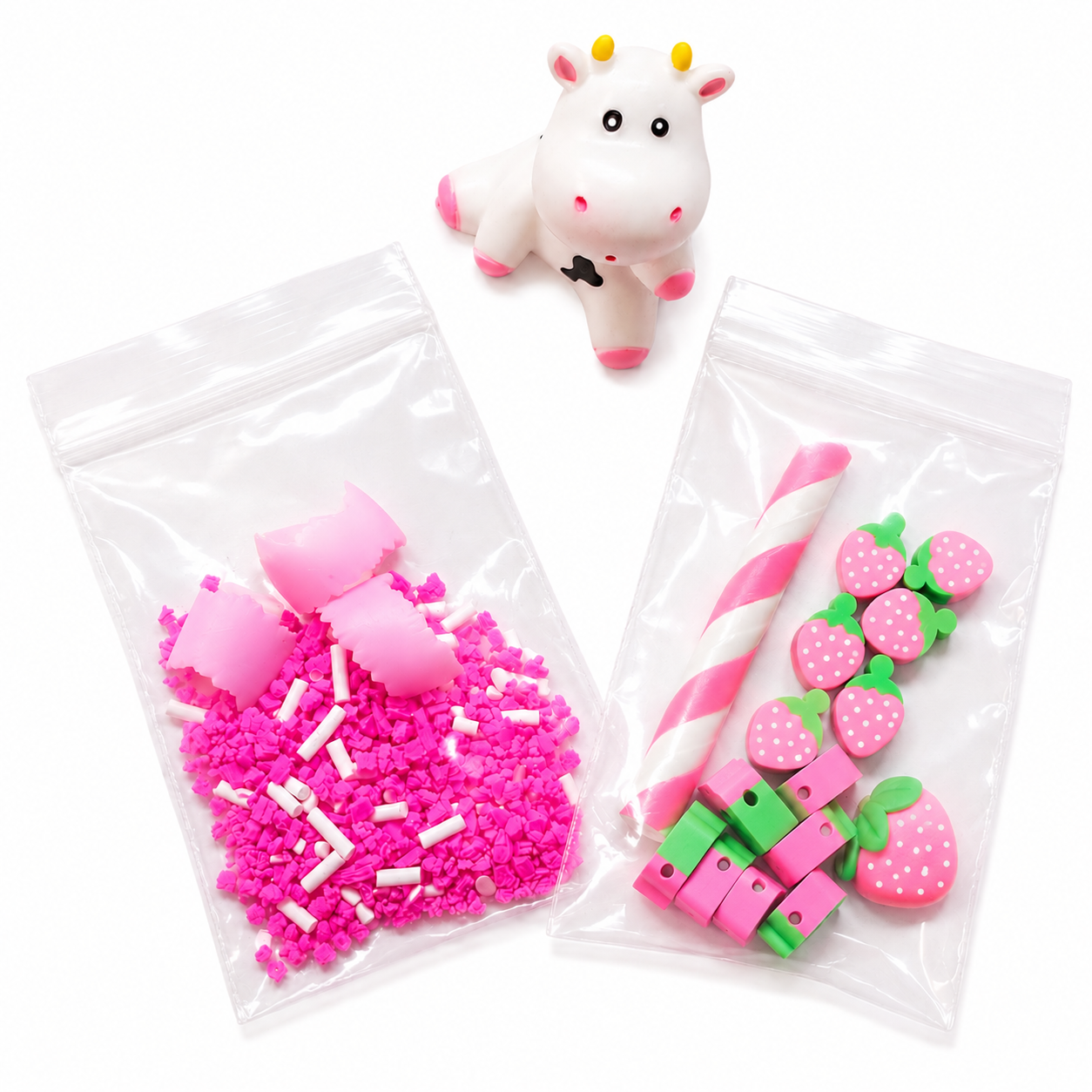 Strawberry Milk Shake Slime – Butter Slime with Clay, Charms & Straw