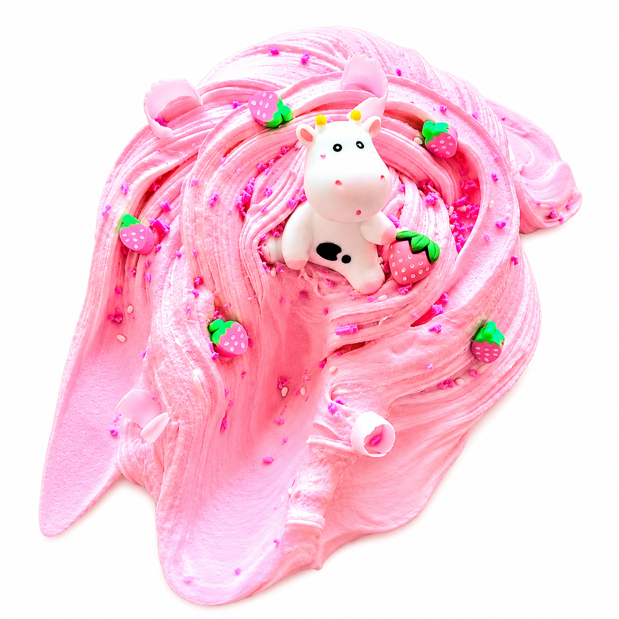 Strawberry Milk Shake Slime – Butter Slime with Clay, Charms & Straw