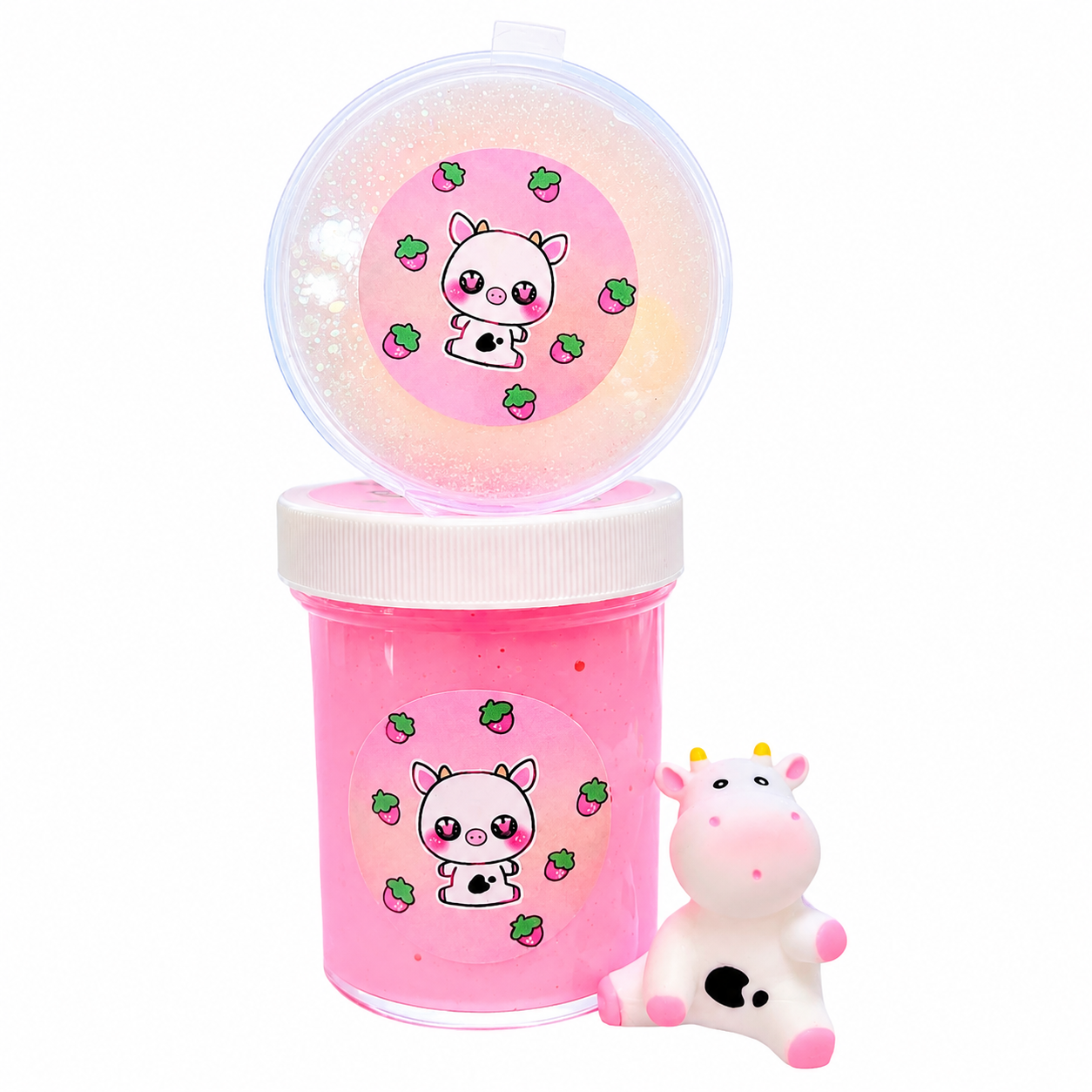 Strawberry Milk Shake Slime – Butter Slime with Clay, Charms & Straw