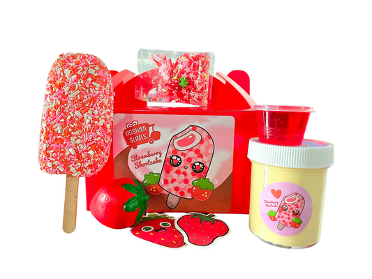 Strawberry Shortcake Crunch Bar DIY Slime Kit – Handmade Scented Butter & Slime with Clay Shortcake, Syrup & Sprinkles – Ages 8+ Sensory Craft - Hoshimi Slimes