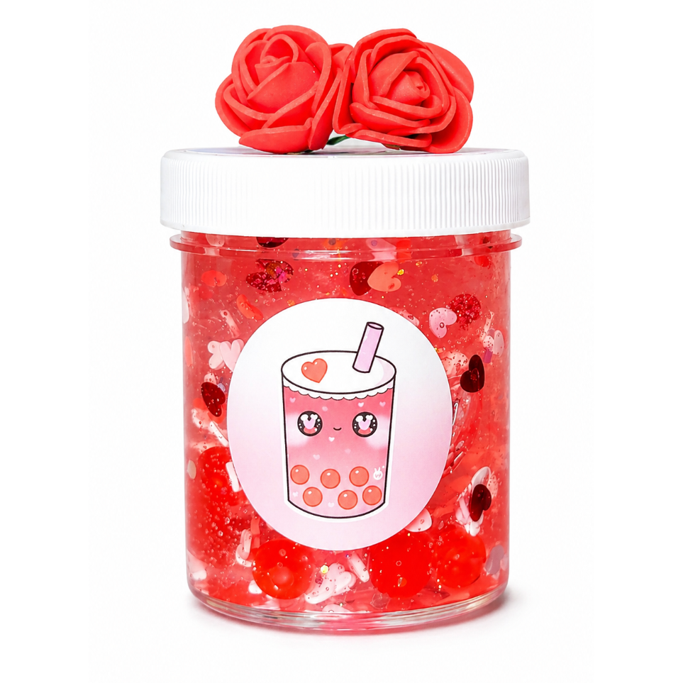 Sweetheart Boba Slime – Clear Popping Strawberry Boba
