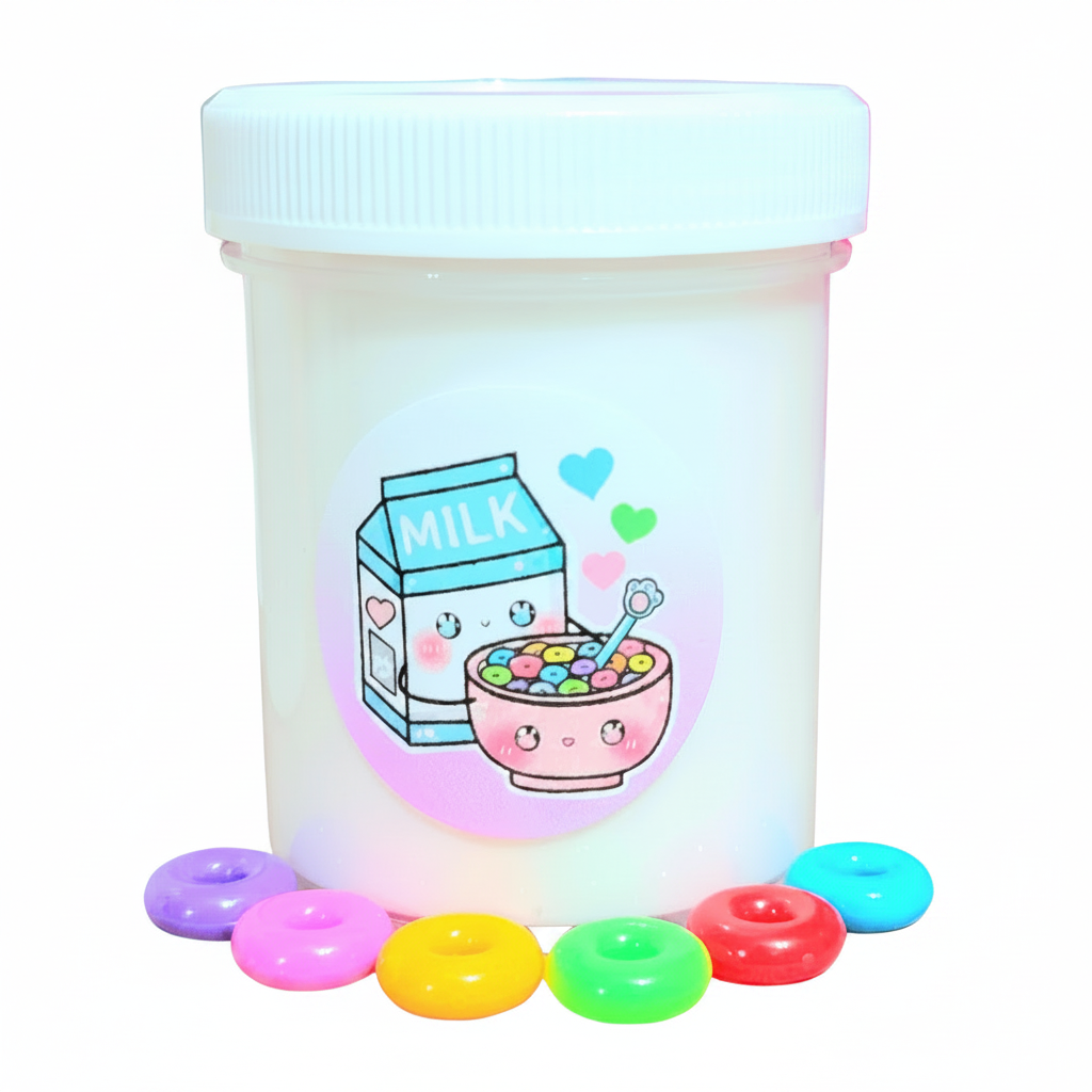 Fruity Cereal Milk Handmade Thickie Slime 4oz Slime by Hoshimi Slimes LLC | Hoshimi Slimes LLC